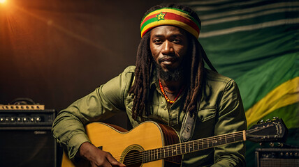 A man sings in celebration of international reggae day.