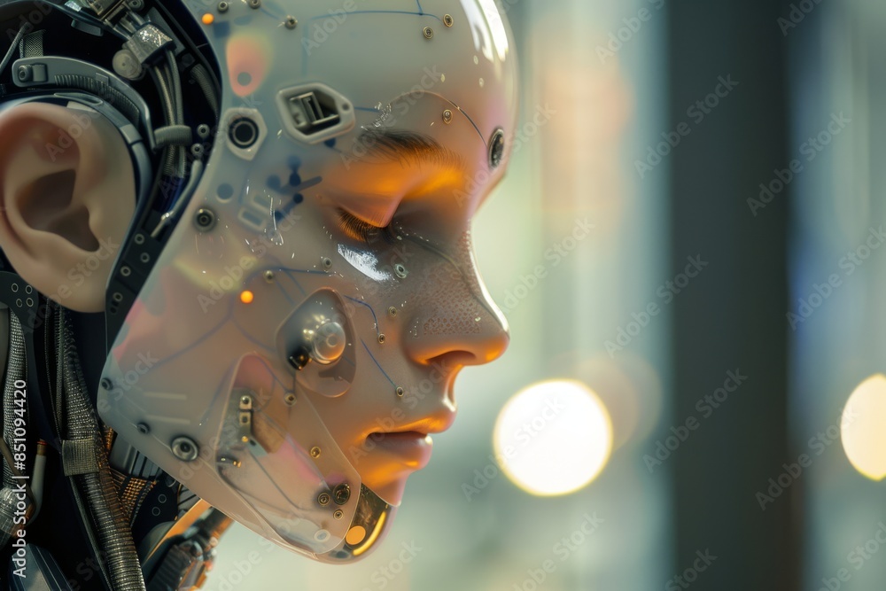 Poster the sentient circuitry of a cybernetic being. generative ai
