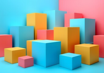 Obraz premium Blue and pink geometric shapes