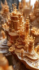 Fototapeta premium A 3D rendering of a golden city