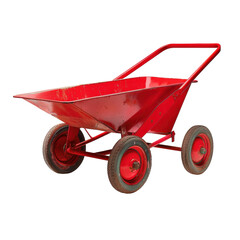 Bright Red Wheelbarrow with Four Wheels