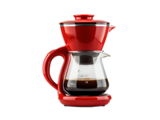 Red Electric Coffee Maker with Glass Carafe