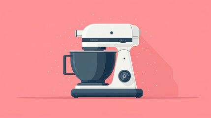 Illustration of a vintage stand mixer on a pink background, representing classic kitchen appliances.