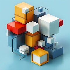Abstract 3D Geometric Shapes Design Illustration