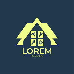 Creative funding logo for real estate with creative square style design