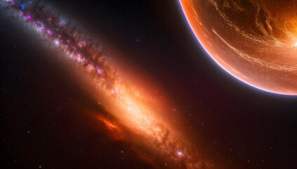 A breathtaking view of a distant star system from space, highlighting a bright central star surrounded by several planets