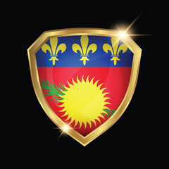 Guadeloupe Flag Golden Shield Logo