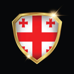 Obraz premium Georgia Flag Golden Shield Logo