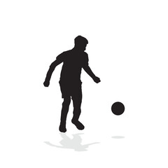 vector soccer player silhouette. player shooting