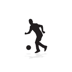 vector soccer player silhouette. player shooting
