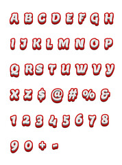 WHITE AND RED ALPHABET STYLE ISOLATED PNG TRANSPARENT BACKGROUND