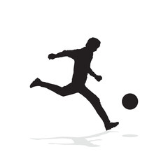 vector soccer player silhouette. player shooting