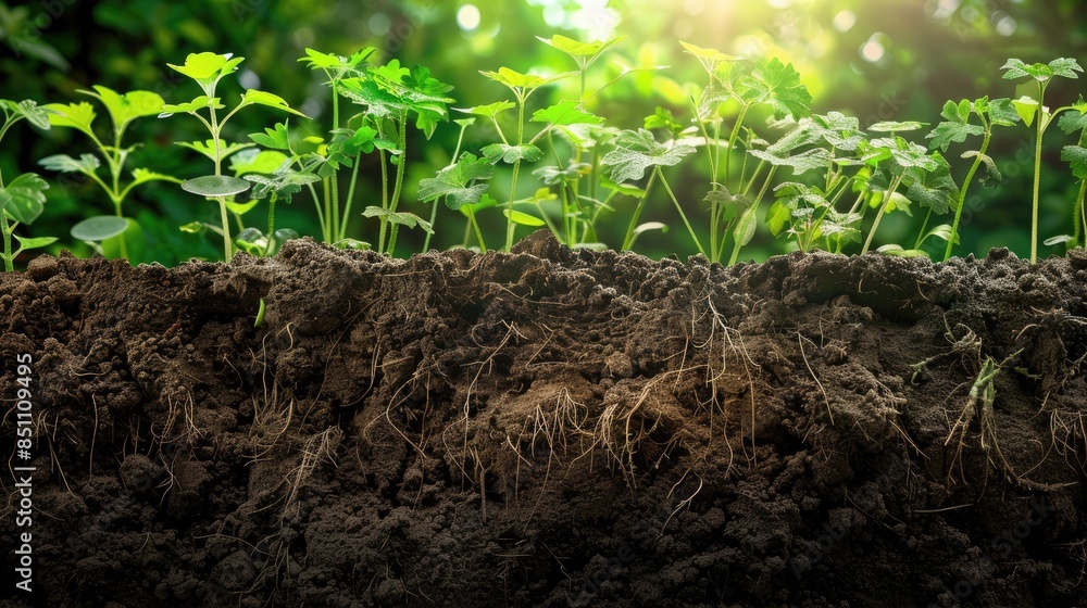 Wall mural soil is a component of the outer layer of the planet that consists of inorganic substances and livin