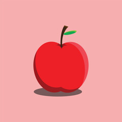 vector red apple fruit isolated on white background, for icon or logo in book sketch or children's book