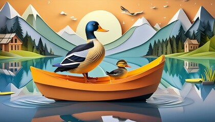 Obraz premium a duck on the boat