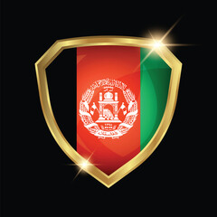 Afghanistan Flag Golden Shield Logo