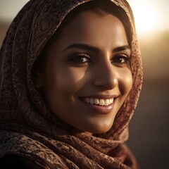 Portrait of a smiling beautiful attractive arabian woman , optimistic.