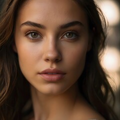 Obraz premium portrait of an extremely attractive woman with a hyperrealistic, beautiful full perfect face template