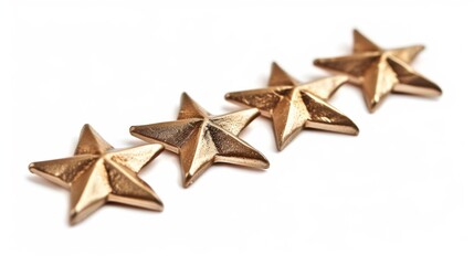 Four gold stars are lined up in a row