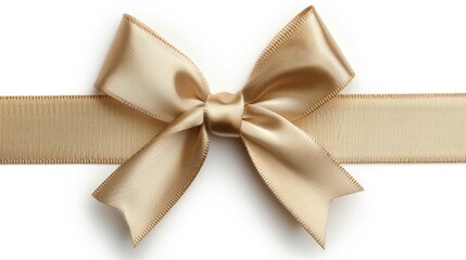 A gold ribbon bow is shown on a white background