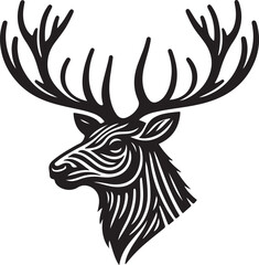 Caribou head silhouette vector art illustration