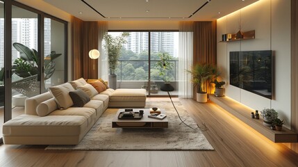 Modern living room, Interior design, Minimalist style, Spacious, Natural light