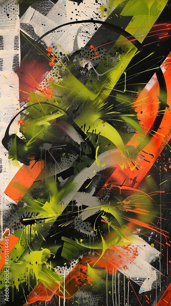Poster abstract painting exploding with color and movement