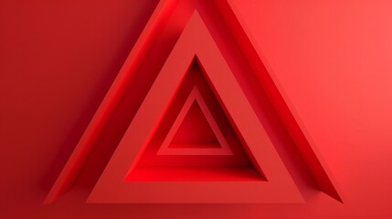 Close up of triangle on red background. isolated on a solid red background. Illustrations