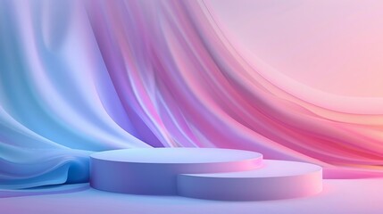 Vibrant pastel abstract background, flowing colors with a stylish product podium, perfect for commercial use