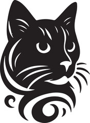 Cat Head Face Silhouette vector illustration