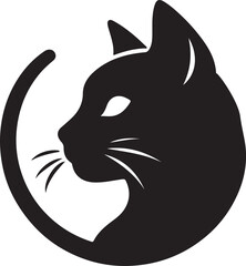 Cat Head Face Silhouette vector illustration
