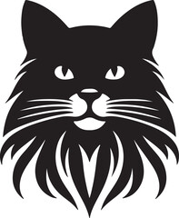 Cat Head Face Silhouette vector illustration