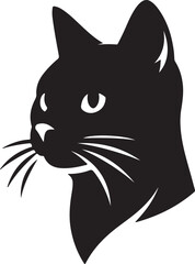 Cat Head Face Silhouette vector illustration