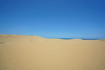 Tottori Sand Dunes Landscape under Clear Blue Sky