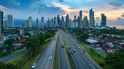 Panama City panorama with new towns .