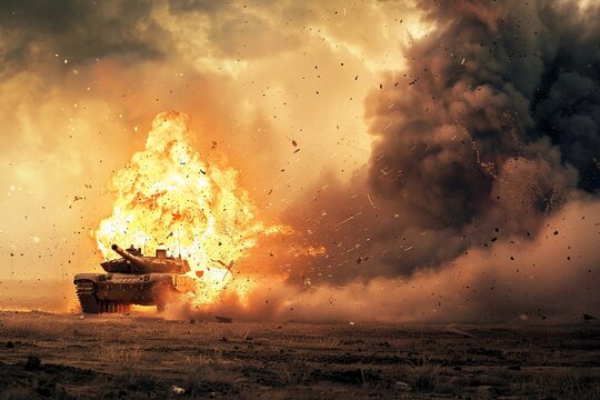 tank explosion on the battlefield