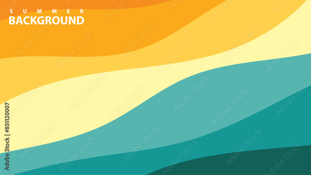 Poster abstract background design with summer color theme, with wavy patterns,abstract summer wave backgrou