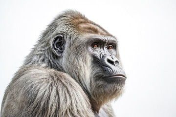 Obraz premium Close-up portrait of a silverback gorilla against a white background