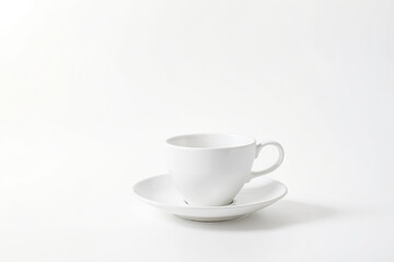 Obraz premium White Coffee Cup and Saucer on White Background