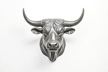 Silver Bull Head Sculpture