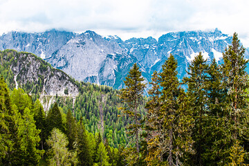 Monte Lussari, Italy, Tarvisio - Panoramic view of the Alps mountains