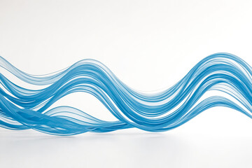 Abstract Blue Wave Flowing in White Background