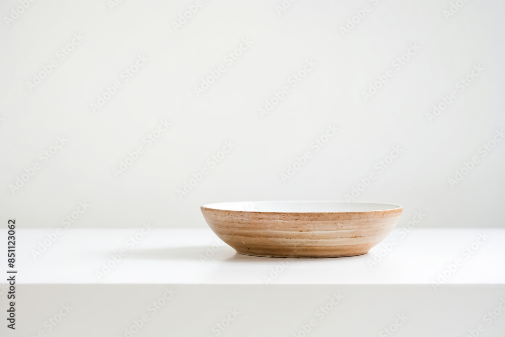 Poster Empty ceramic bowl on a white surface