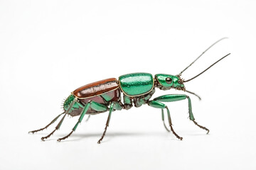 Fototapeta premium Metallic Green Beetle on White Background