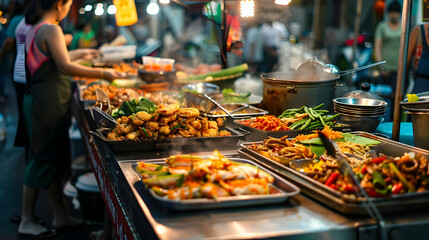 Obraz premium A food stall selling hot and spicy Thai fish cakes