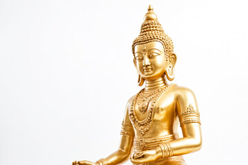 Golden Buddha Statue with White Background