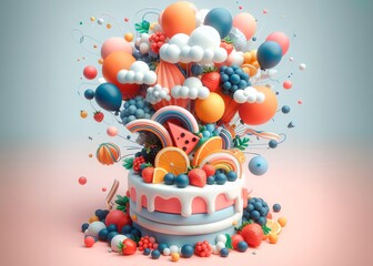 GeneConfectionery artistry, Fantasy food concept, Pastel colors, Playful design elements, Sugar rush theme,rated Image