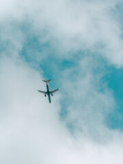 Azure Blue Airplane Crossing