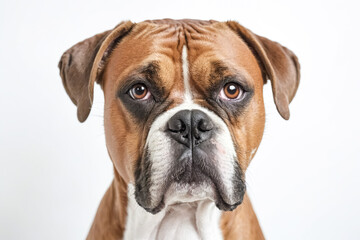 Close-up Portrait of a Boxer Dog with Serious Expression