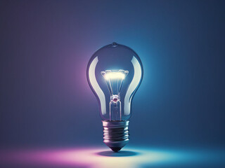 Creative light bulb abstract on glowing blue background - generated by ai